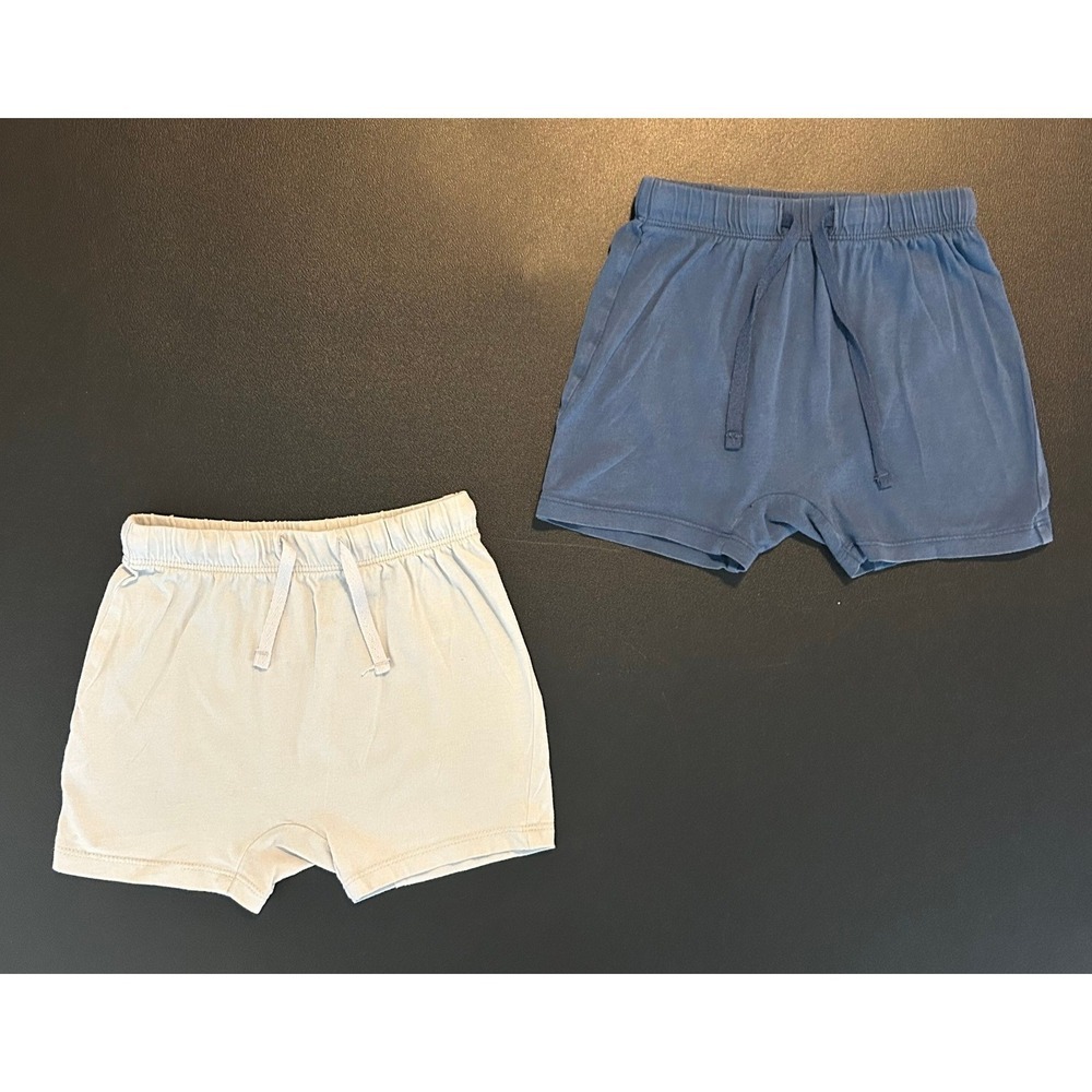 H&M Baby Boy Organic Cotton Shorts 2ct Blue Gray 12-18 Months 1549